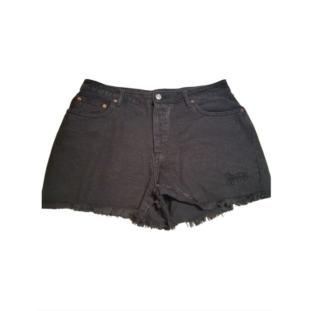 House of Harlow 1960 Black Distressed Raw Hem Denim Summer Shorts Size 30